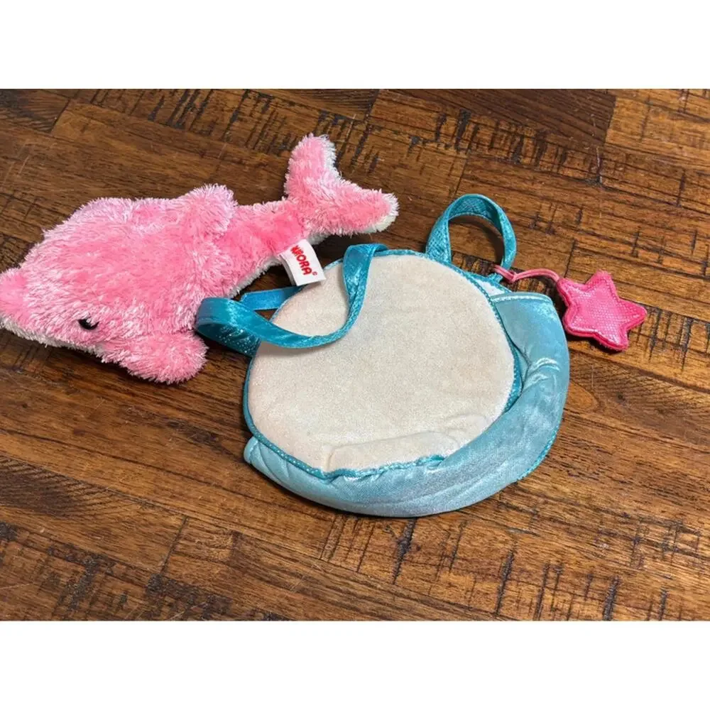 Aurora Fancy Pals Peek A Boo Dolphin Pink Plush Blue White Bag 7